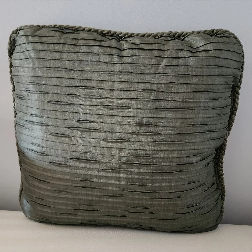 Vintage Throw Pillow 17x17 1960's Mid Century Textured Green
